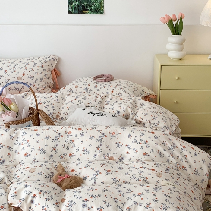 91家纺网 家纺一手货源 找家纺 （总）昔可家纺 2023新款双层纱枕头绑带版四件套