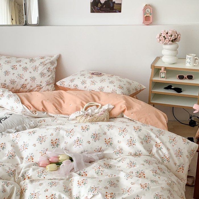 91家纺网 家纺一手货源 找家纺 昔可家纺 2023新款全棉小花系列四件套 柏林少女