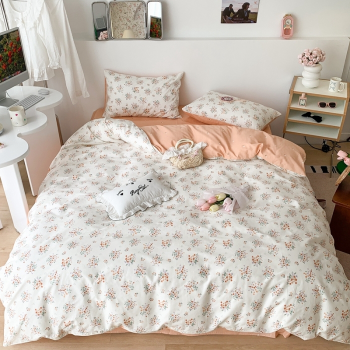 91家纺网 家纺一手货源 找家纺 昔可家纺 2023新款全棉小花系列四件套 柏林少女