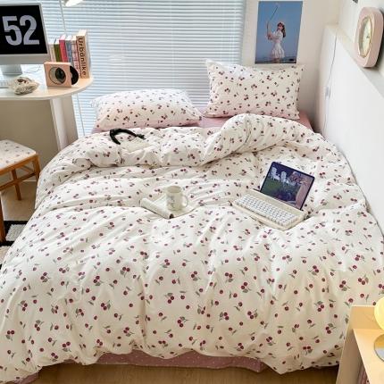 昔可家纺 2023新款全棉小花系列四件套 小小的樱桃