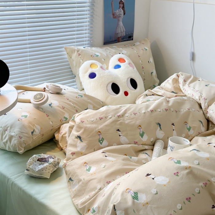91家纺网 家纺一手货源 找家纺 昔可家纺 2023新款全棉小卡通系列四件套 小鸭鸭