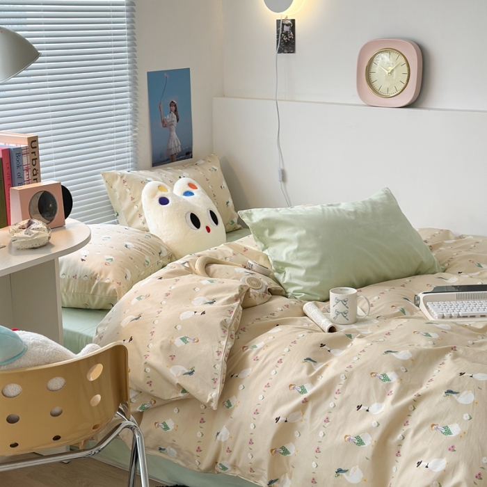 91家纺网 家纺一手货源 找家纺 昔可家纺 2023新款全棉小卡通系列四件套 小鸭鸭