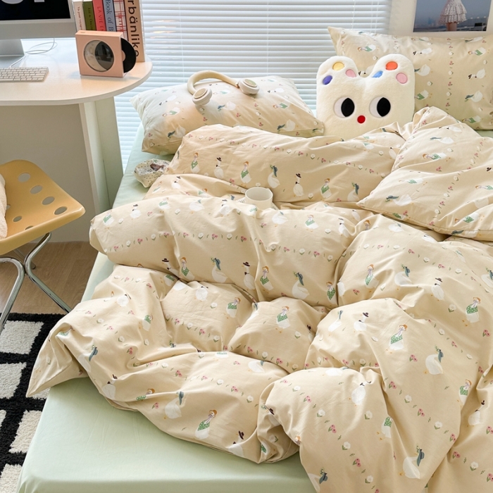 91家纺网 家纺一手货源 找家纺 昔可家纺 2023新款全棉小卡通系列四件套 小鸭鸭