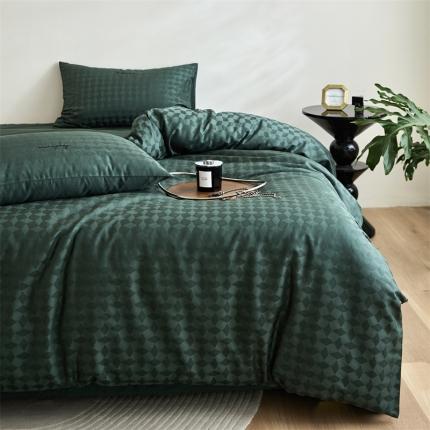 91家纺网 家纺一手货源 找家纺 安莱生活 2023爆款100S纯棉提花轻工艺刺绣系列四件套 轻工艺刺绣-雾都伦敦墨绿