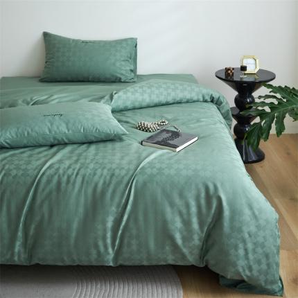 91家纺网 家纺一手货源 找家纺 安莱生活 2023爆款100S纯棉提花轻工艺刺绣系列四件套 轻工艺刺绣-月石浪漫嫩绿