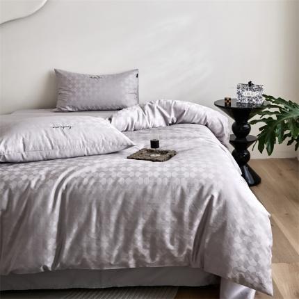 91家纺网 家纺一手货源 找家纺 安莱生活 2023爆款100S纯棉提花轻工艺刺绣系列四件套 轻工艺刺绣-月石浪漫银灰