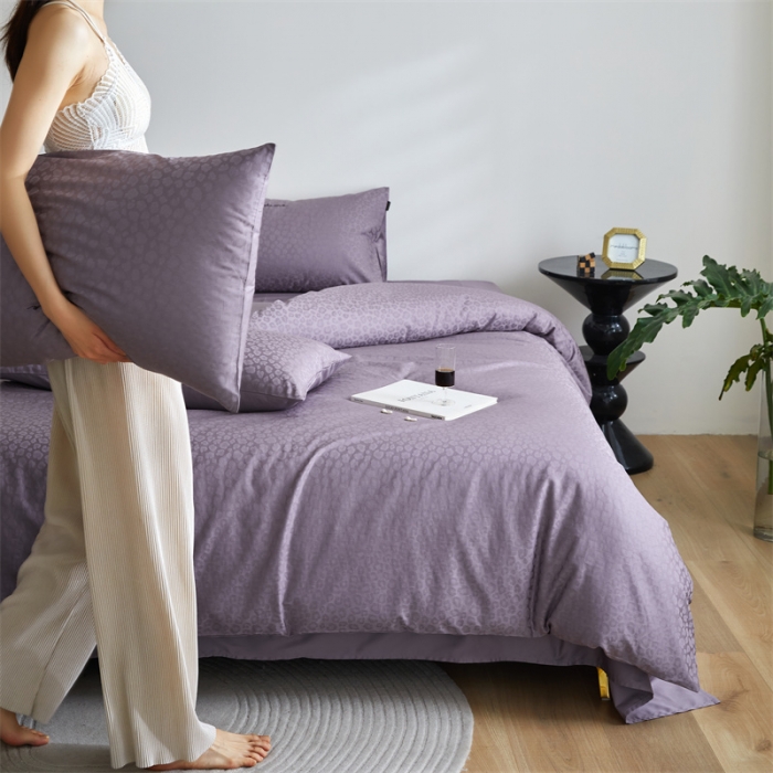 91家纺网 家纺一手货源 找家纺 安莱生活 2023爆款100S纯棉提花轻工艺刺绣系列四件套 轻工艺刺绣-狂野黛紫