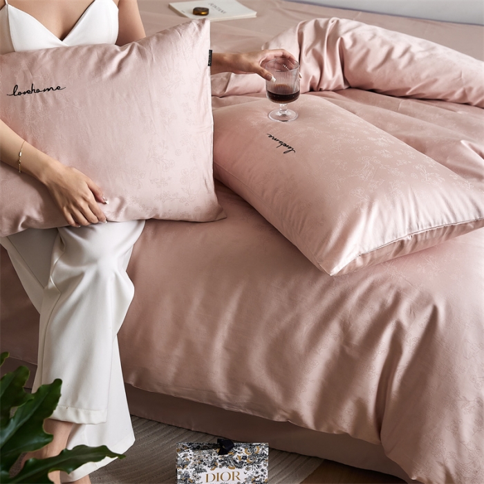 91家纺网 家纺一手货源 找家纺 安莱生活 2023爆款100S纯棉提花轻工艺刺绣系列四件套 轻工艺刺绣-青岚嫩粉