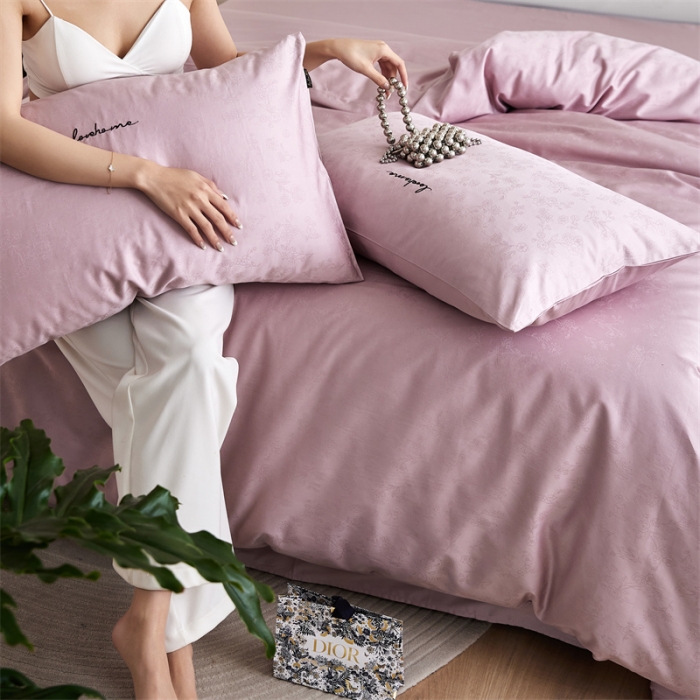 91家纺网 家纺一手货源 找家纺 安莱生活 2023爆款100S纯棉提花轻工艺刺绣系列四件套 轻工艺刺绣-青岚浅紫