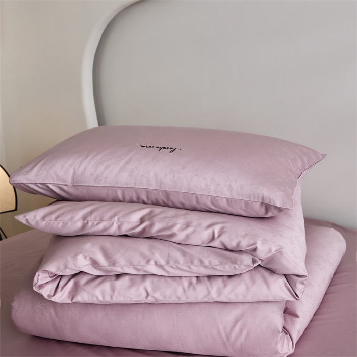 91家纺网 家纺一手货源 找家纺 安莱生活 2023爆款100S纯棉提花轻工艺刺绣系列四件套 轻工艺刺绣-青岚浅紫