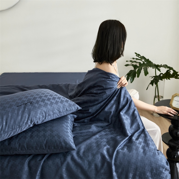 91家纺网 家纺一手货源 找家纺 安莱生活 2023爆款100S纯棉提花轻工艺刺绣系列四件套 轻工艺刺绣-太空漫步深蓝