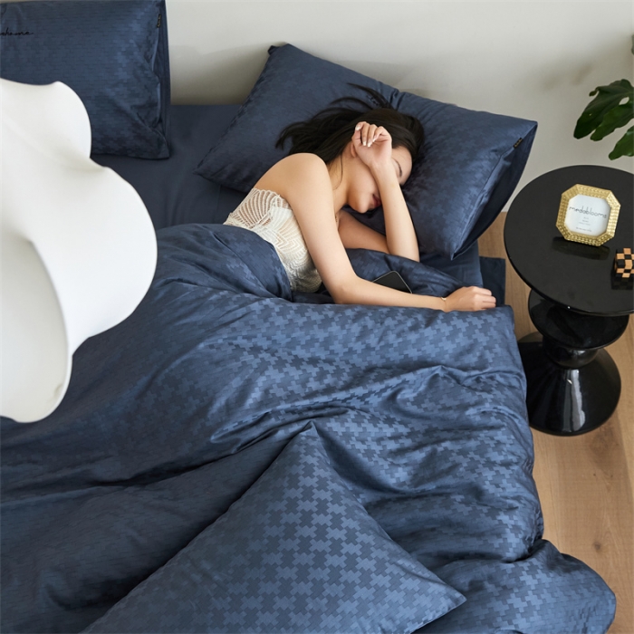 91家纺网 家纺一手货源 找家纺 安莱生活 2023爆款100S纯棉提花轻工艺刺绣系列四件套 轻工艺刺绣-太空漫步深蓝