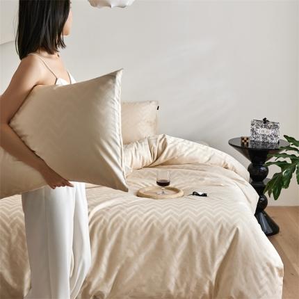 安莱生活 2023爆款100S纯棉提花轻工艺刺绣系列四件套 轻工艺刺绣-温妮莎铂金