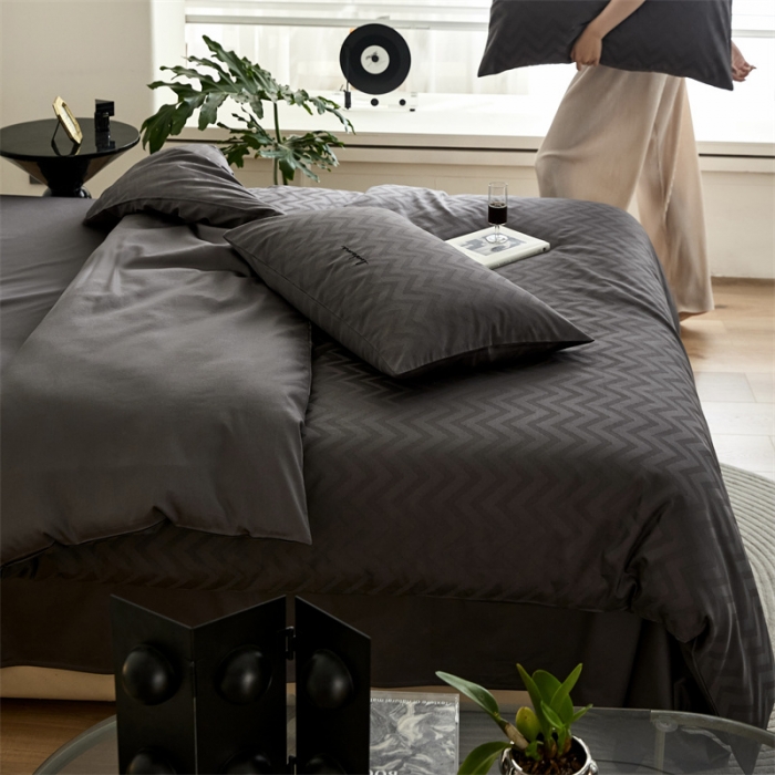 91家纺网 家纺一手货源 找家纺 安莱生活 2023爆款100S纯棉提花轻工艺刺绣系列四件套 轻工艺刺绣-温妮莎深灰