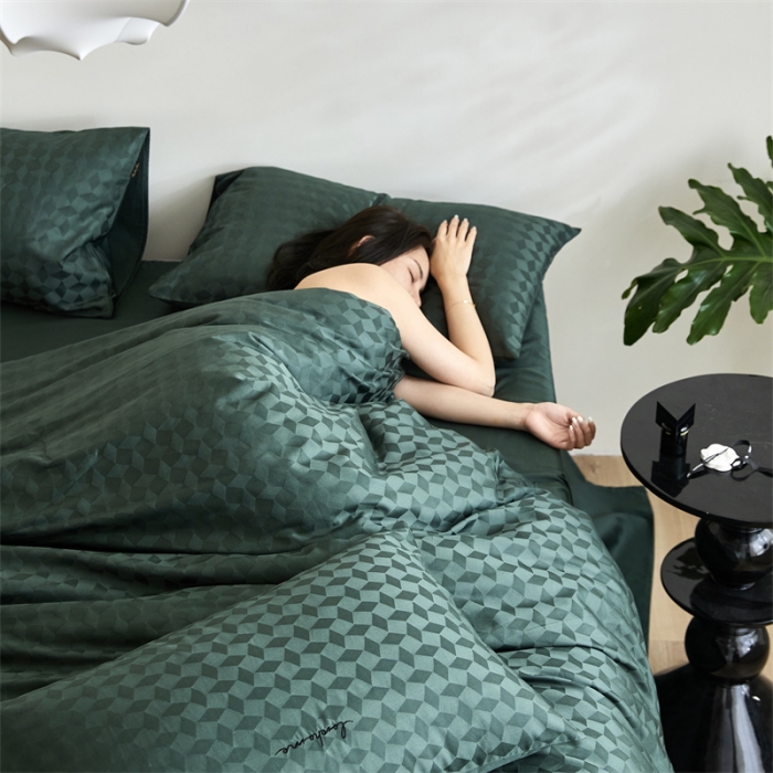 91家纺网 家纺一手货源 找家纺 安莱生活 2023爆款100S纯棉提花轻工艺刺绣系列四件套 轻工艺刺绣-雾都伦敦墨绿