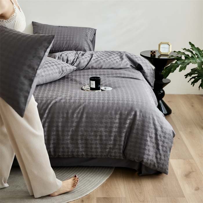 91家纺网 家纺一手货源 找家纺 安莱生活 2023爆款100S纯棉提花轻工艺刺绣系列四件套 轻工艺刺绣-雾都伦敦深灰