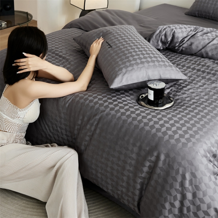 91家纺网 家纺一手货源 找家纺 安莱生活 2023爆款100S纯棉提花轻工艺刺绣系列四件套 轻工艺刺绣-雾都伦敦深灰