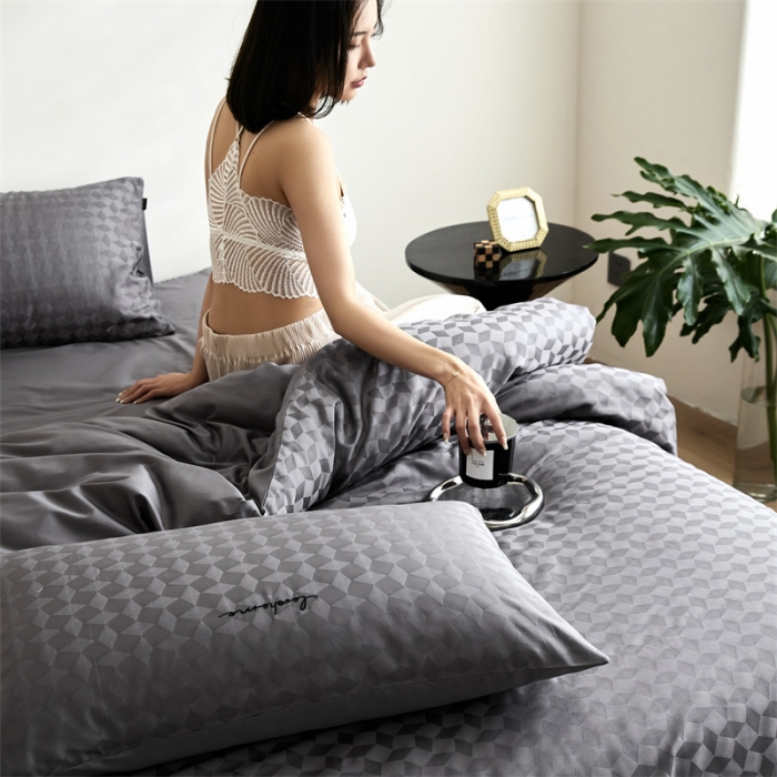 91家纺网 家纺一手货源 找家纺 安莱生活 2023爆款100S纯棉提花轻工艺刺绣系列四件套 轻工艺刺绣-雾都伦敦深灰