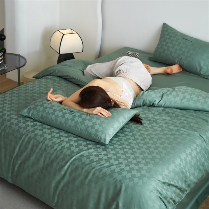 91家纺网 家纺一手货源 找家纺 安莱生活 2023爆款100S纯棉提花轻工艺刺绣系列四件套 轻工艺刺绣-月石浪漫嫩绿