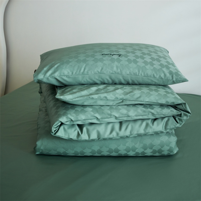 91家纺网 家纺一手货源 找家纺 安莱生活 2023爆款100S纯棉提花轻工艺刺绣系列四件套 轻工艺刺绣-月石浪漫嫩绿