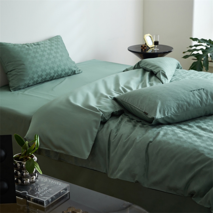 91家纺网 家纺一手货源 找家纺 安莱生活 2023爆款100S纯棉提花轻工艺刺绣系列四件套 轻工艺刺绣-月石浪漫嫩绿