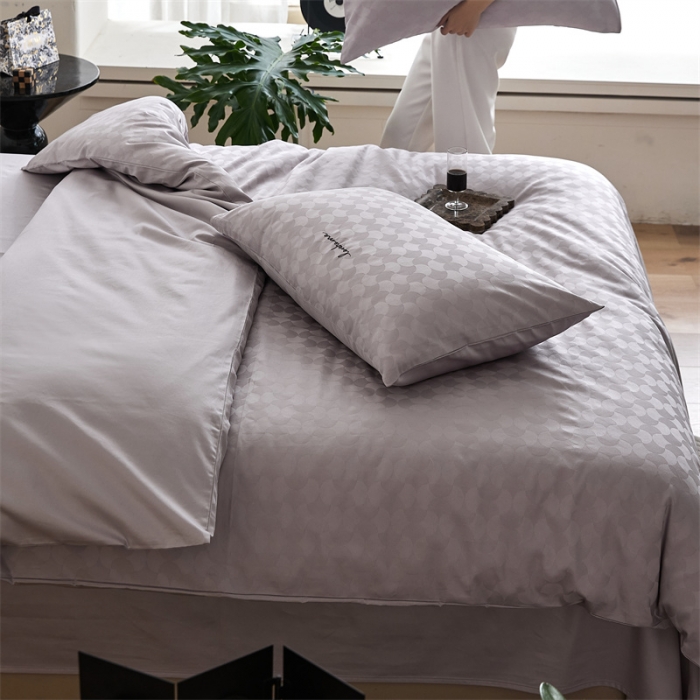 91家纺网 家纺一手货源 找家纺 安莱生活 2023爆款100S纯棉提花轻工艺刺绣系列四件套 轻工艺刺绣-月石浪漫银灰