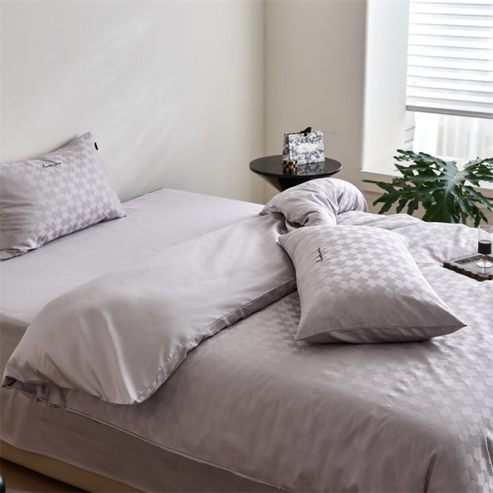 91家纺网 家纺一手货源 找家纺 安莱生活 2023爆款100S纯棉提花轻工艺刺绣系列四件套 轻工艺刺绣-月石浪漫银灰