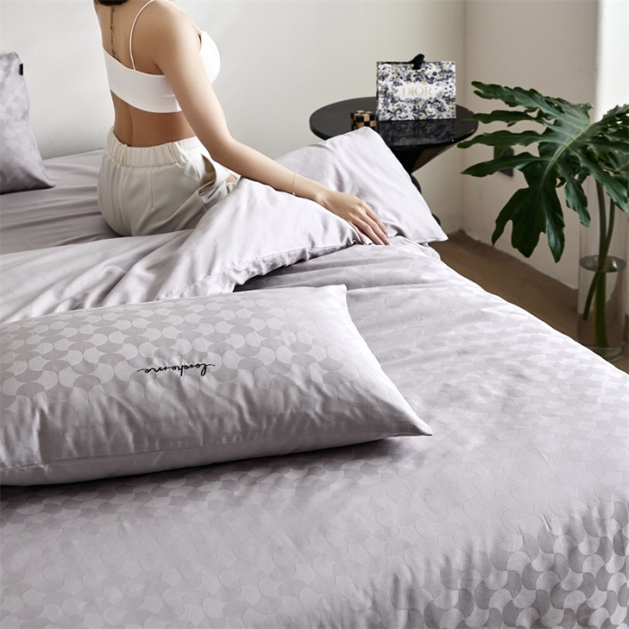 91家纺网 家纺一手货源 找家纺 安莱生活 2023爆款100S纯棉提花轻工艺刺绣系列四件套 轻工艺刺绣-月石浪漫银灰