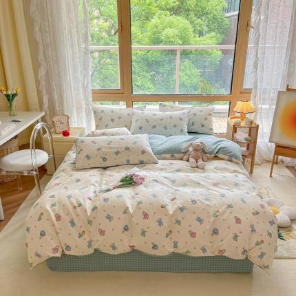 91家纺网 家纺一手货源 找家纺 呗旺鹿 2023新款13372全棉纯棉印花四件套直播款 仙仙兔