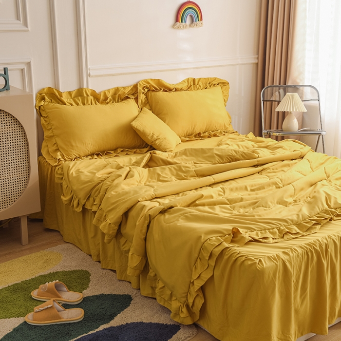 91家纺网 家纺一手货源 找家纺 （总）小主驾到 2023新款公主风系列荷叶边款夏被四件套