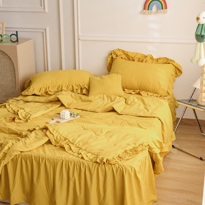 91家纺网 家纺一手货源 找家纺 （总）小主驾到 2023新款公主风系列荷叶边款夏被四件套