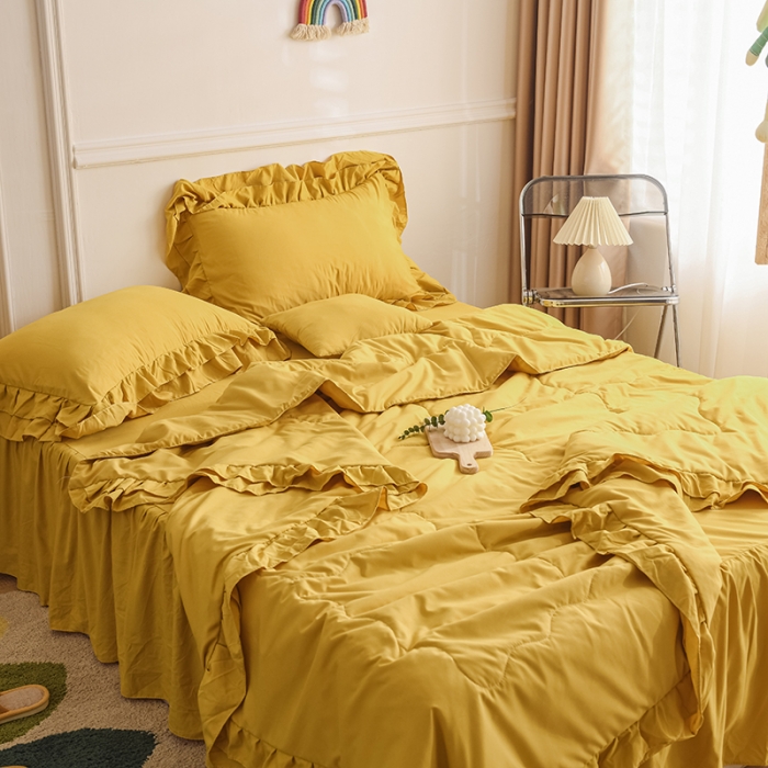 91家纺网 家纺一手货源 找家纺 （总）小主驾到 2023新款公主风系列荷叶边款夏被四件套