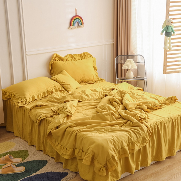 91家纺网 家纺一手货源 找家纺 （总）小主驾到 2023新款公主风系列荷叶边款夏被四件套