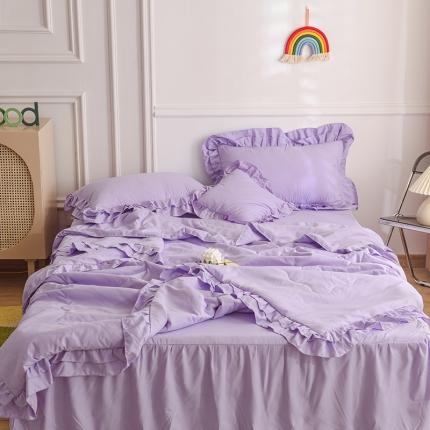 小主驾到 2023新款公主风系列荷叶边款夏被四件套 浅紫