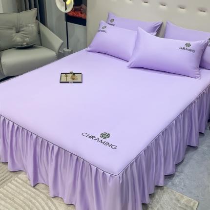 91家纺网 家纺一手货源 找家纺 （总）笠裙 2024夏季新款绣花款水洗真丝天丝冰丝刺绣床裙床罩单件