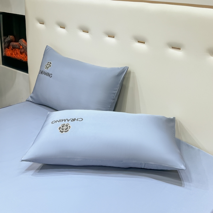 91家纺网 家纺一手货源 找家纺 笠裙 2024夏季新款 绣花款 水洗真丝天丝冰丝刺绣单床裙床罩 绅士蓝