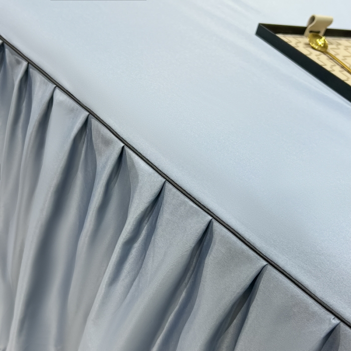 91家纺网 家纺一手货源 找家纺 笠裙 2024夏季新款 绣花款 水洗真丝天丝冰丝刺绣单床裙床罩 绅士蓝