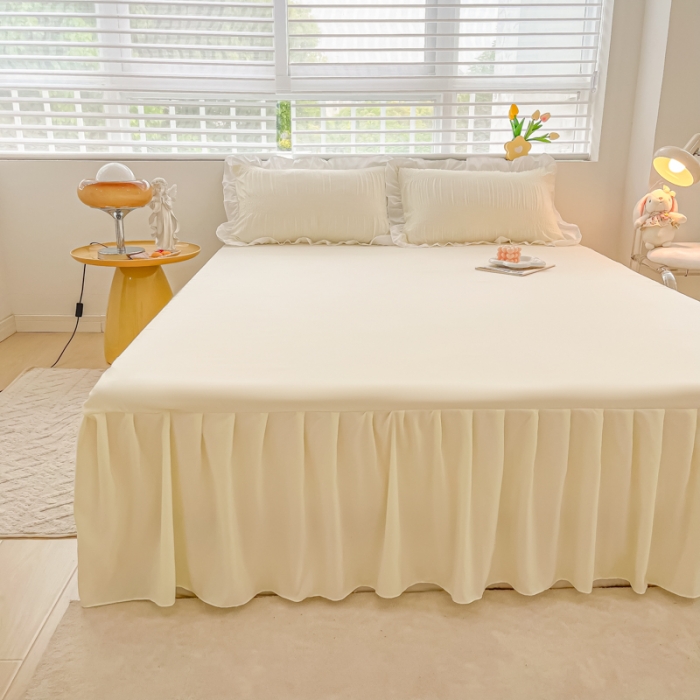 91家纺网 家纺一手货源 找家纺 （总）笠裙 2024新款亲肤磨毛单床裙直播供货 原棉110克