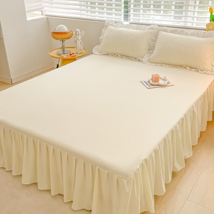 91家纺网 家纺一手货源 找家纺 （总）笠裙 2024新款亲肤磨毛单床裙直播供货 原棉110克