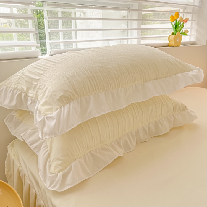 91家纺网 家纺一手货源 找家纺 笠裙 2024新款亲肤磨毛单床裙直播供货 原棉110克 奶昔白