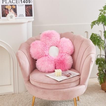 91家纺网 家纺一手货源 找家纺 2025跨境水貂绒长毛绒花瓣坐垫花朵抱枕靠垫沙发垫汽车靠背飘窗床头摆件亚马逊