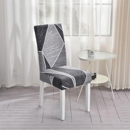 四季鹿 2023新款牛奶丝椅子套座椅套 多边形-灰色