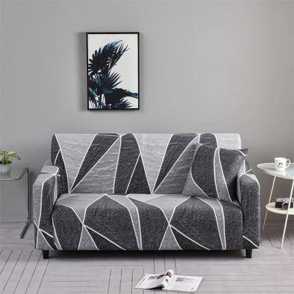 四季鹿 2023新款牛奶丝沙发套单个沙发 多边形-灰色