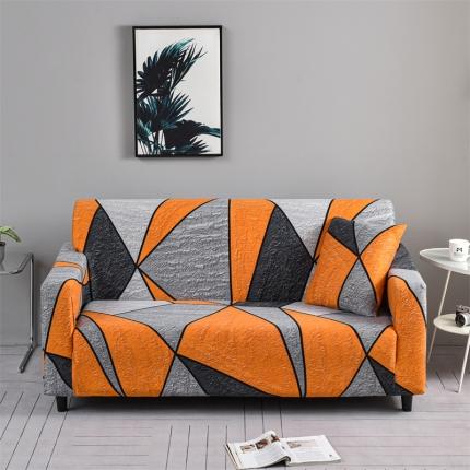 四季鹿 2023新款牛奶丝沙发套单个沙发 多边形-桔色