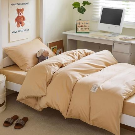 寐眠 23款13372纯棉40s纯色双拼学生三件套四件套 奶茶纯色