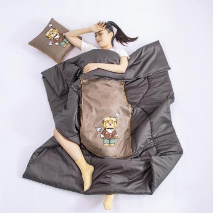 沐风 2023新品麂皮绒飞机熊泰迪熊抱枕被正版授权 咖啡