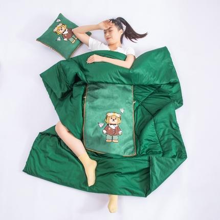 沐风 2023新品麂皮绒飞机熊泰迪熊抱枕被正版授权 绿色