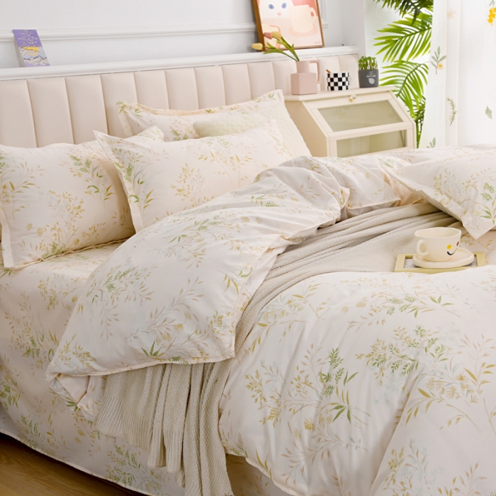 91家纺网 家纺一手货源 找家纺 梵巢家纺 芦荟棉三四件套，床单，被套，枕套化纤四件套仙草