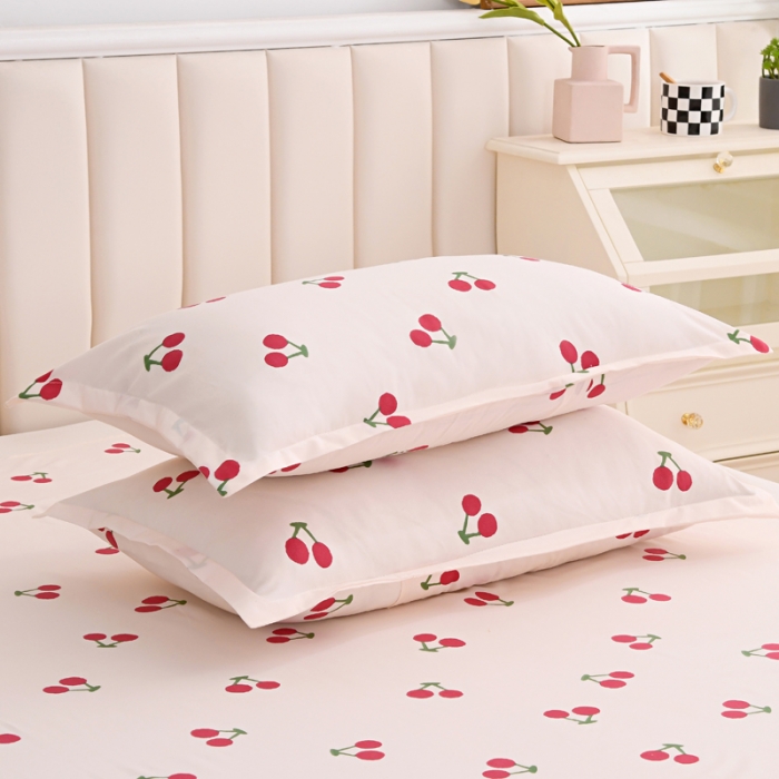 91家纺网 家纺一手货源 找家纺 梵巢家纺 芦荟棉三四件套，床单，被套，枕套化纤四件套樱桃