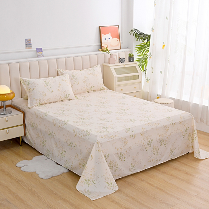 91家纺网 家纺一手货源 找家纺 梵巢家纺 2025新款加厚芦荟棉床单磨毛化纤床单仙草